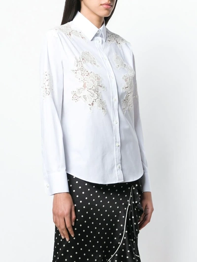 Dolce & Gabbana Long-sleeve Button-front Lace-inset Poplin Blouse In White