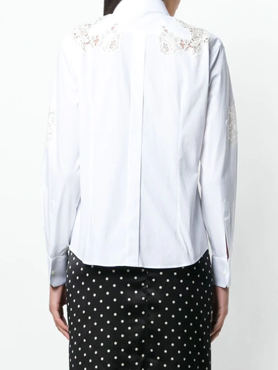Dolce & Gabbana Long-sleeve Button-front Lace-inset Poplin Blouse In White