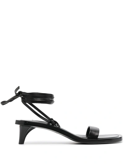 Shop Jil Sander 45 Mm Strappy Sandals In Black