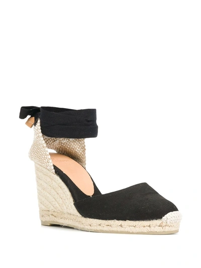 Castaã±er Black Canvas Carina Wedges In Black