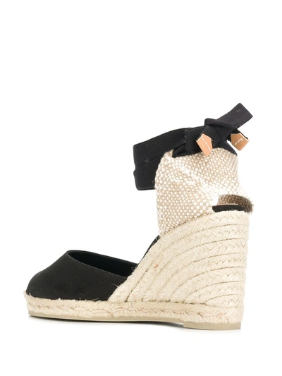 Castaã±er Black Canvas Carina Wedges In Black