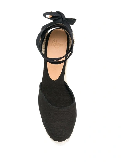 Castaã±er Black Canvas Carina Wedges In Black