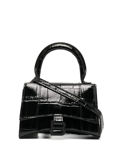 Shop Balenciaga Mini Hourglass Top-handle Bag In Black