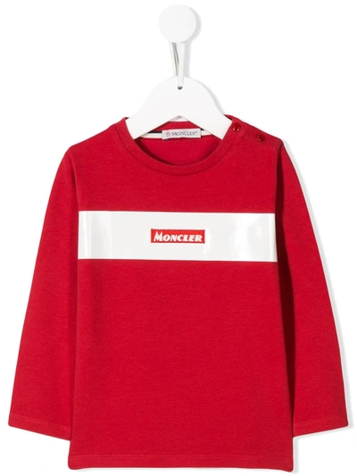 Shop Moncler Block Stripe T-shirt In Red