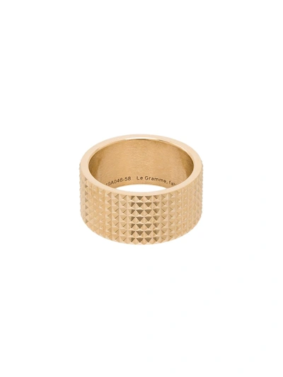 Shop Le Gramme Guilloche Smooth Ring In Gold