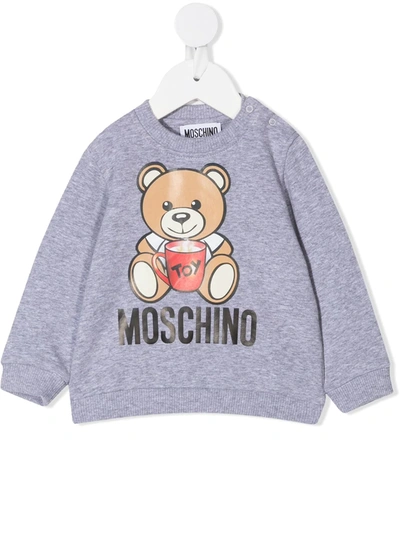 Shop Moschino Teddy Bear Print Sweatshirt In Grey