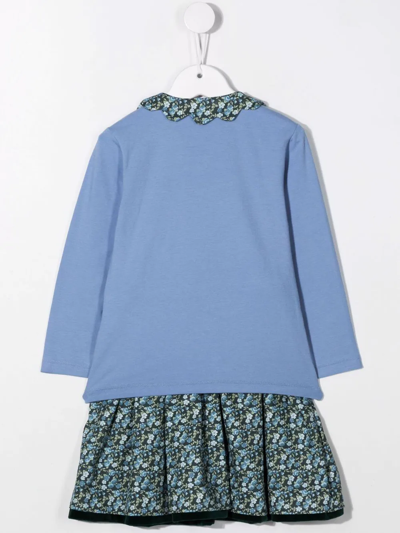 Siola Floral-print Two-piece Skirt Set In Blue