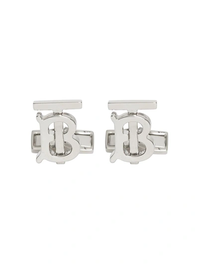 Shop Burberry Monogram Motif Palladium-plated Cufflinks In Silver