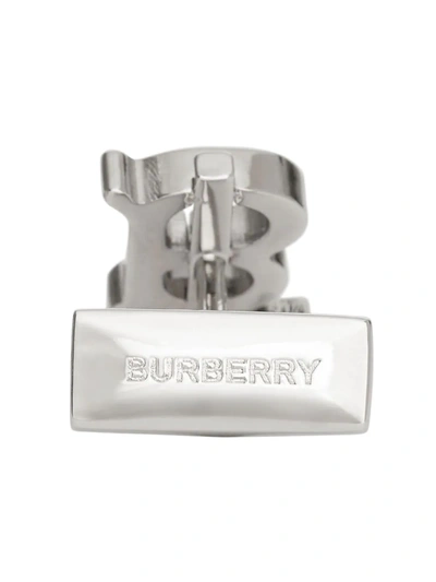 Shop Burberry Monogram Motif Palladium-plated Cufflinks In Silver
