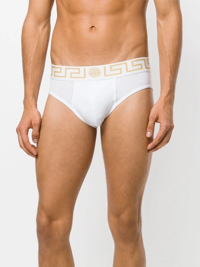 Shop Versace Greek Key Boxer Briefs Set In Black