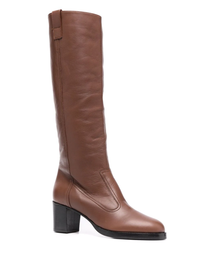 Shop Maryam Nassir Zadeh Norfolk Knee-high Leather Boots In Braun