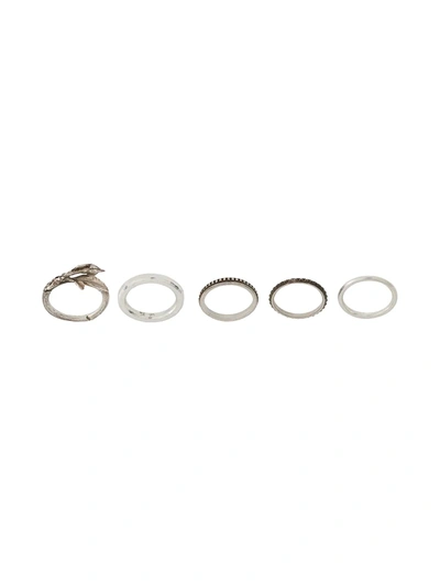 Shop Werkstatt:münchen Rosebud 5-ring Set In Silver