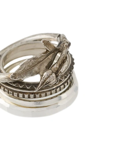 Shop Werkstatt:münchen Rosebud 5-ring Set In Silver