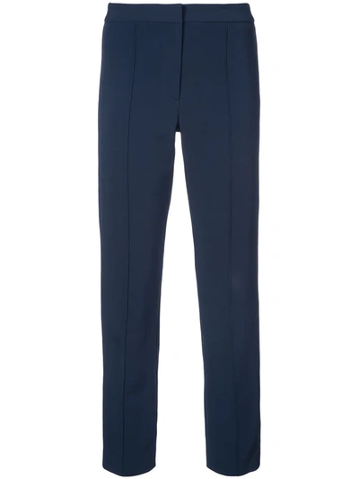 Shop Adam Lippes Pintuck Cigarette Trousers In Blue