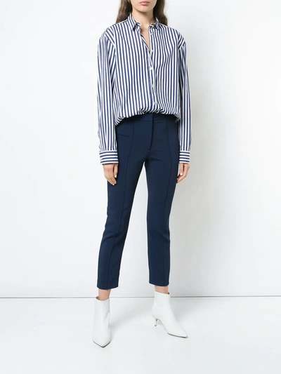 Adam Lippes Women's Cady Stretch Cigarette Pants In Blue
