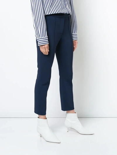 Shop Adam Lippes Pintuck Cigarette Trousers In Blue