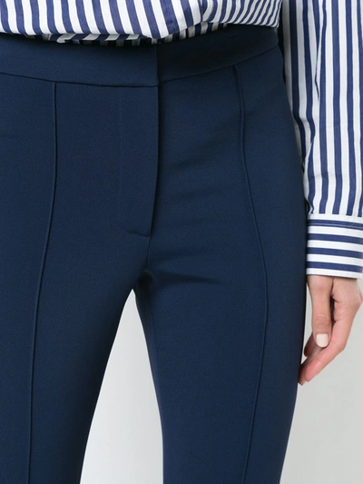 Shop Adam Lippes Pintuck Cigarette Trousers In Blue