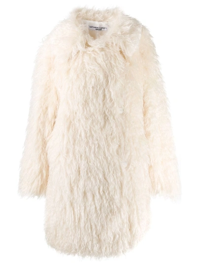 Shop Katharine Hamnett Samantha Long Shaggy Coat In White