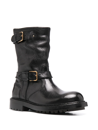 Dolce & Gabbana Horseride Leather Mid-calf Boots In Black