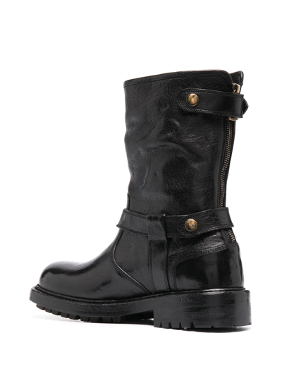 Dolce & Gabbana Horseride Leather Mid-calf Boots In Black