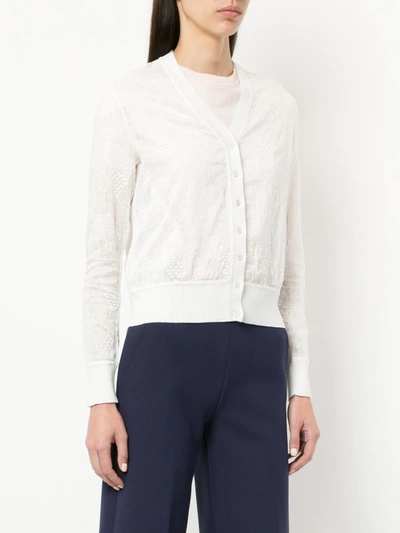 Shop Onefifteen Geometric Embroidered Cardigan In White