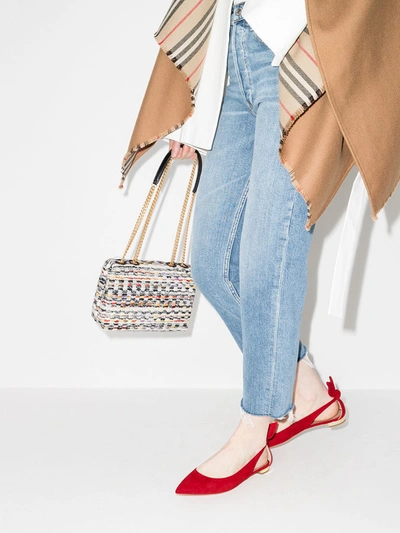 Aquazzura Bow Tie Suede Ballet Flats In Red
