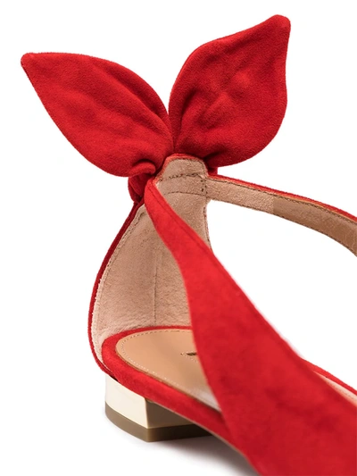 Aquazzura Bow Tie Suede Ballet Flats In Red
