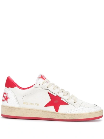 Shop Golden Goose Ball Star Low-top Sneakers In White ,red
