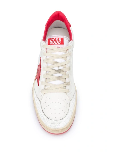 Shop Golden Goose Ball Star Low-top Sneakers In White ,red