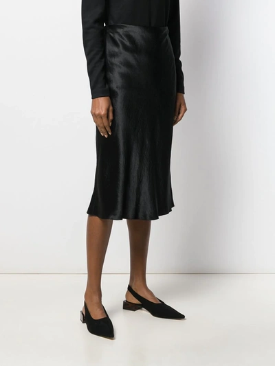 Vince Satin-finish Draped Midi Skirt In Black