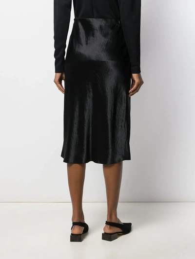 Vince Satin-finish Draped Midi Skirt In Black