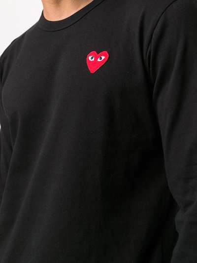 Shop Comme Des Garçons Play Long Sleeve Heart Patch T-shirt In Black