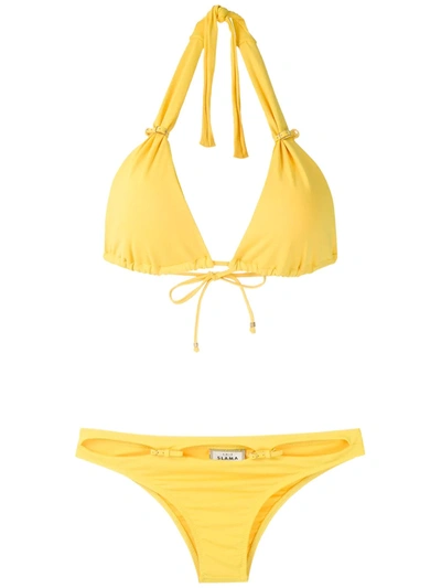 Shop Amir Slama Adjustable Triangle Bikini Set In Yellow