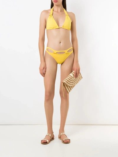 Shop Amir Slama Adjustable Triangle Bikini Set In Yellow