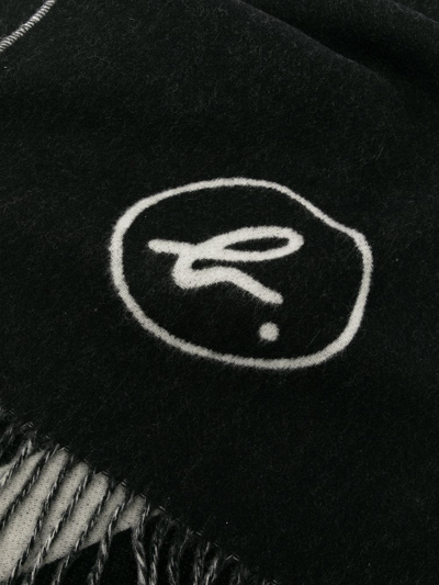 Shop Agnès B. Logo-print Wool-blend Scarf In Black