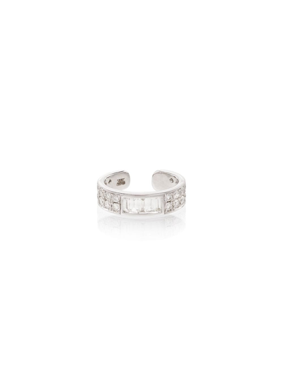 Anita Ko 18kt White Gold Baguette Diamond Ear Cuff In Silver