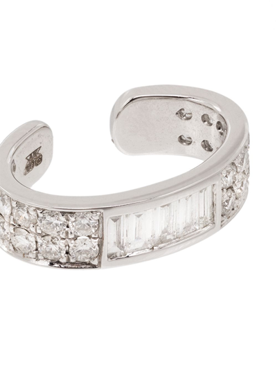 Shop Anita Ko 18kt White Gold Baguette Diamond Ear Cuff In Silver