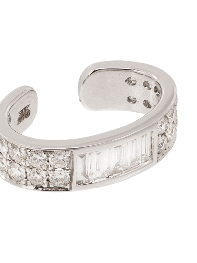 Anita Ko 18kt White Gold Baguette Diamond Ear Cuff In Silver