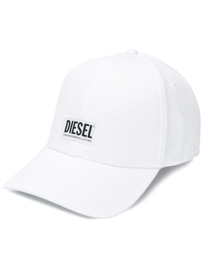 Shop Diesel Logo-patch Baseball Cap In White