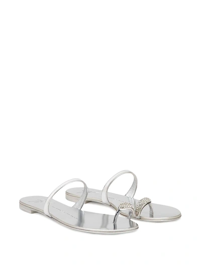 Shop Giuseppe Zanotti Embellished Thong Sandals In Silver
