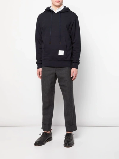 Thom Browne Rwb Stripe Loopback Hoodie In Blue