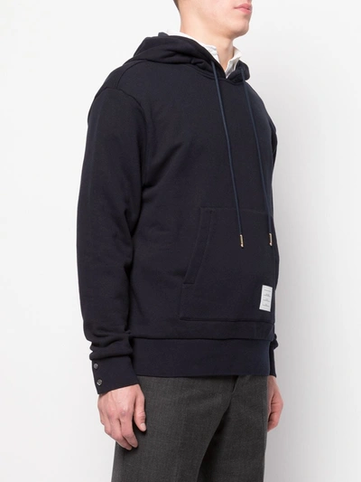 Thom Browne Rwb Stripe Loopback Hoodie In Blue