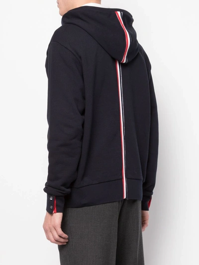 Thom Browne Rwb Stripe Loopback Hoodie In Blue