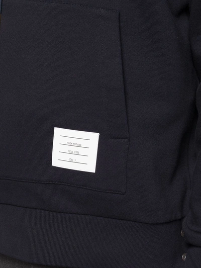 Thom Browne Rwb Stripe Loopback Hoodie In Blue
