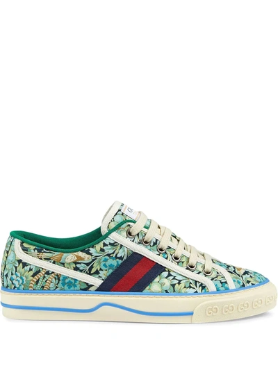 Shop Gucci Tennis 1977 Liberty London Sneakers In Blue