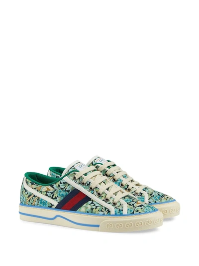 Shop Gucci Tennis 1977 Liberty London Sneakers In Blue