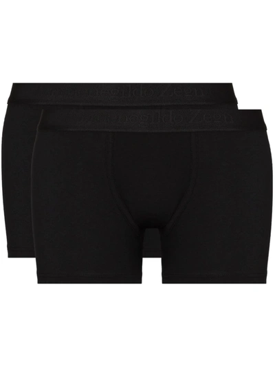 Shop Ermenegildo Zegna Logo-waistband Set Of Two Boxer Shorts In 黑色
