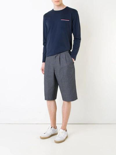 Shop Thom Browne Long-sleeved T-shirt In Blue
