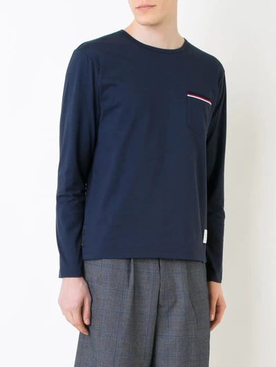 Shop Thom Browne Long-sleeved T-shirt In Blue