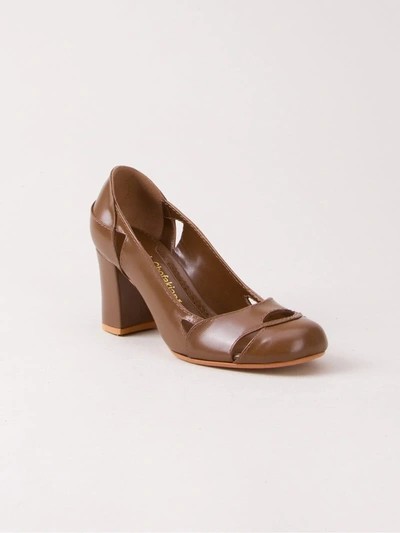 Shop Sarah Chofakian Chunky Heel Pumps In Brown